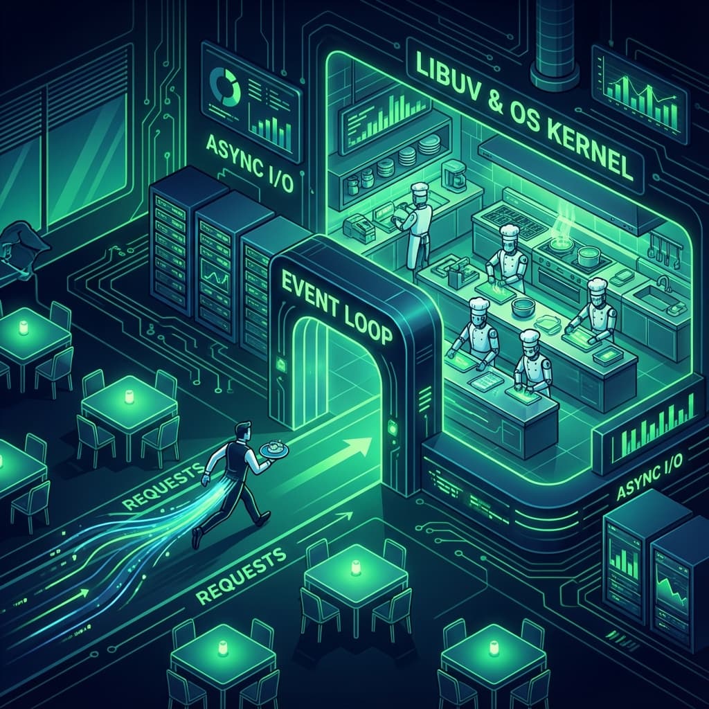 If Node.js is single-threaded, how does it handle high-concurrency I/O?